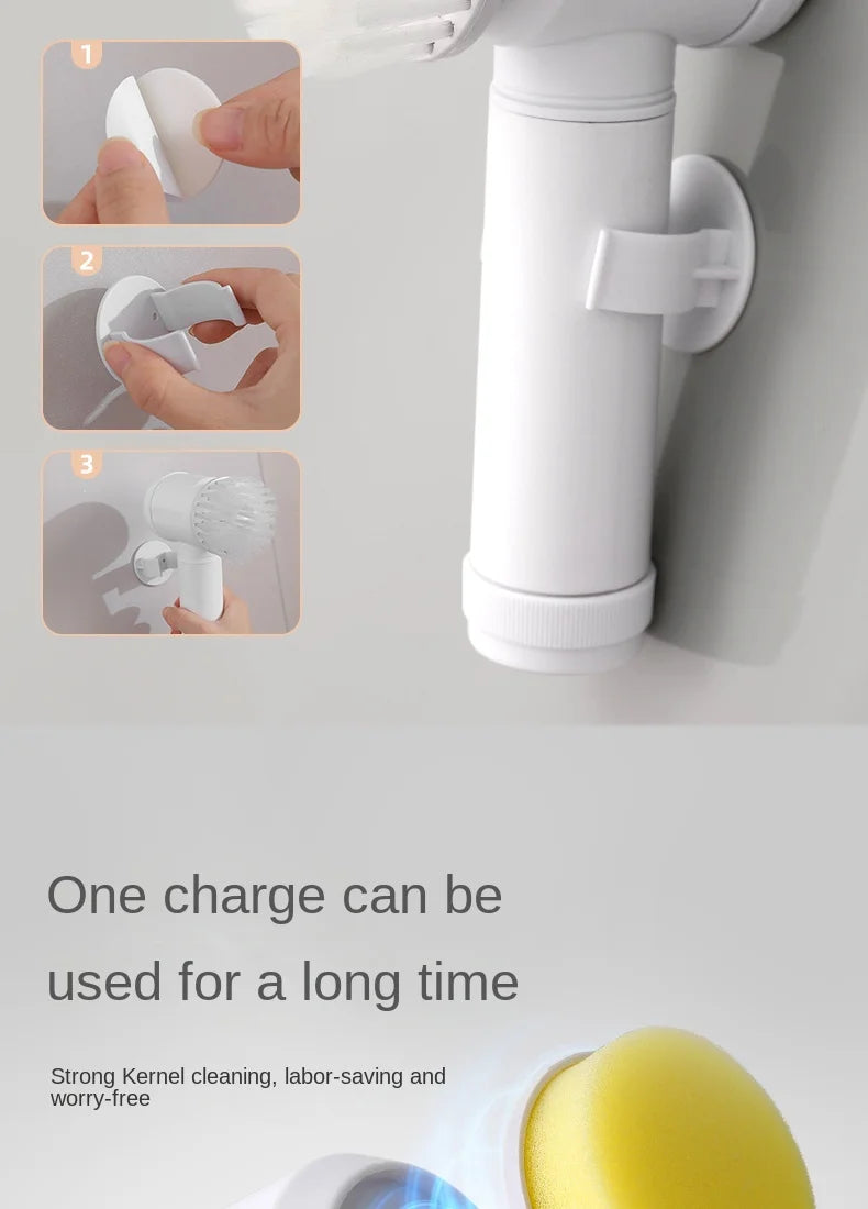 Escova Elétrica Sem Fio Multiuso – Limpadora Potente para Cozinha, Banheiro e Louças