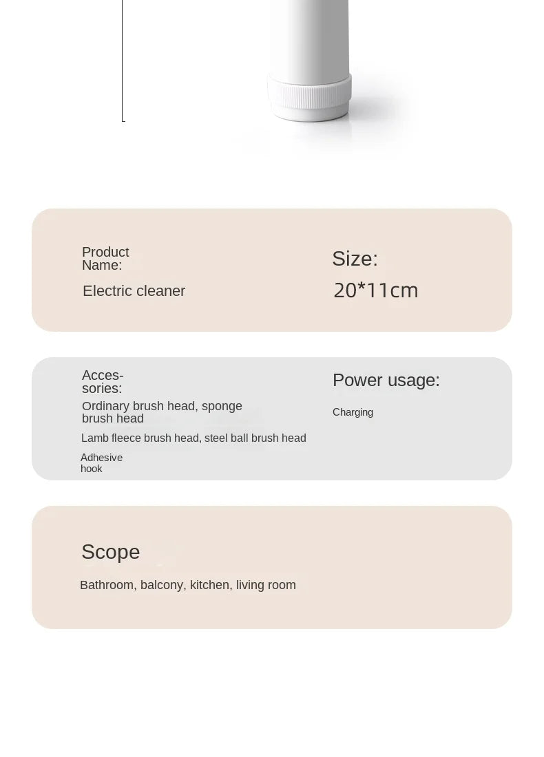 Escova Elétrica Sem Fio Multiuso – Limpadora Potente para Cozinha, Banheiro e Louças