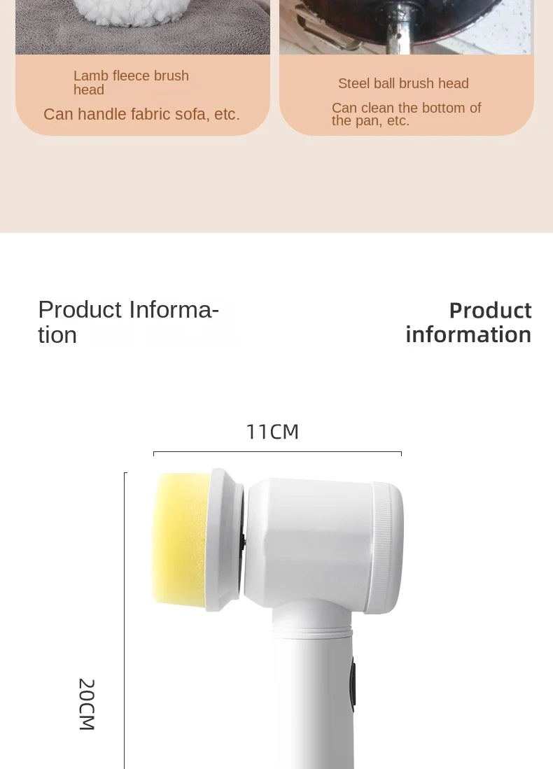 Escova Elétrica Sem Fio Multiuso – Limpadora Potente para Cozinha, Banheiro e Louças